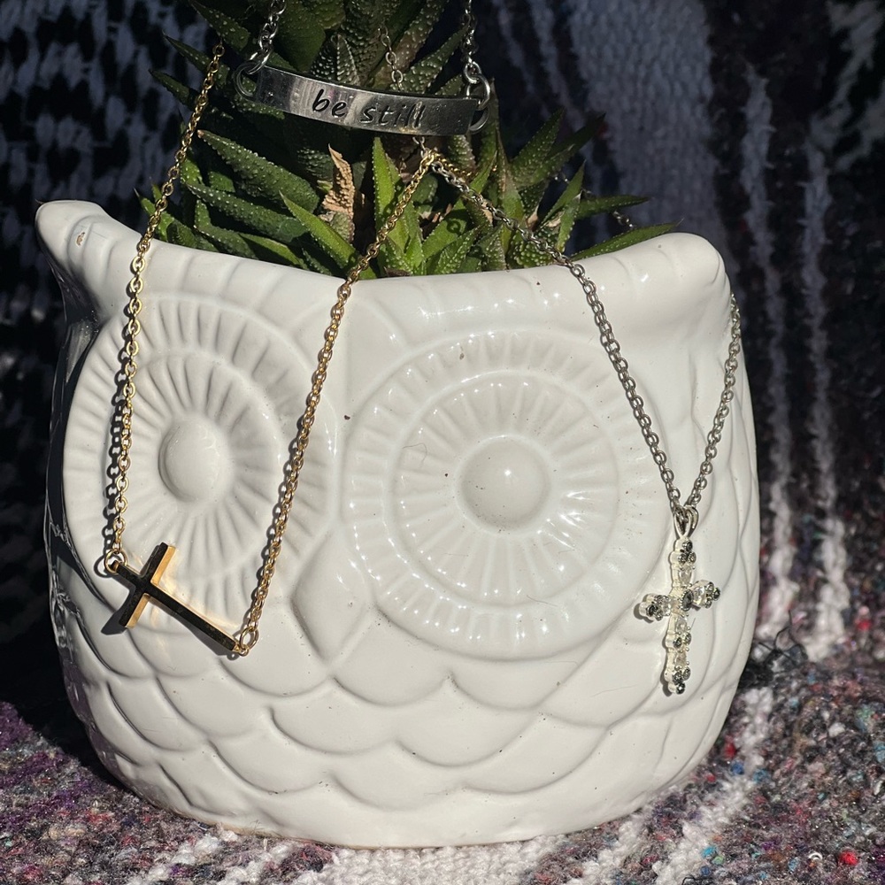 Christian cross bundle-2 necklaces and 1 bracelet